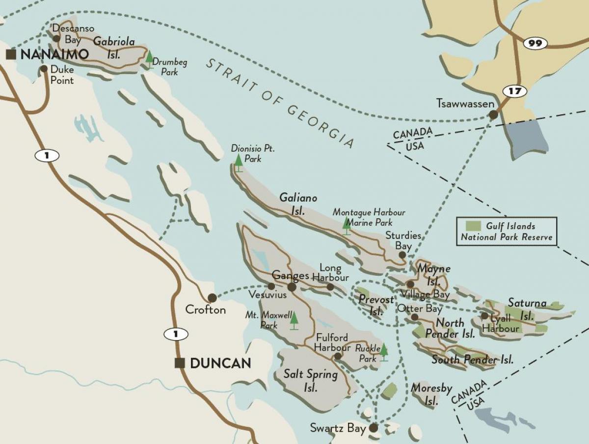 harta insulei vancouver și insulele golfului