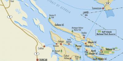 Harta insulele golfului bc canada