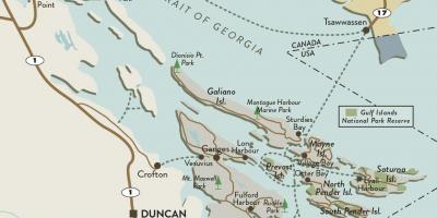 Harta insulei vancouver și insulele golfului