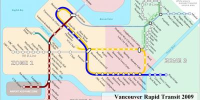 Vancouver skytrain zona hartă