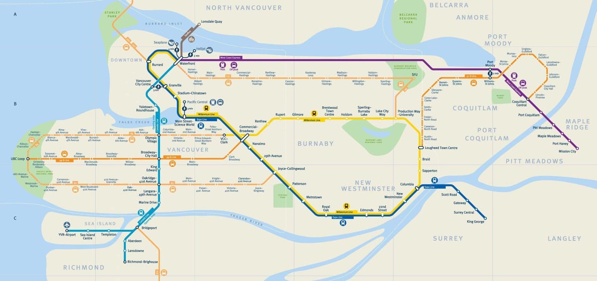van skytrain hartă