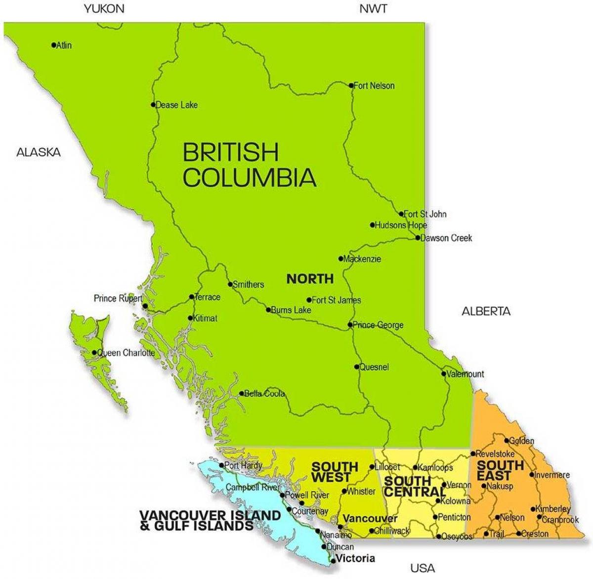 Harta din british columbia regiuni