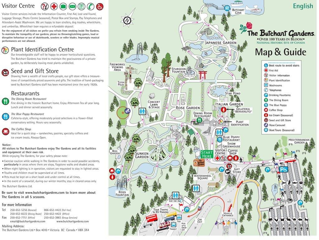 butchart gardens arată hartă insula vancouver