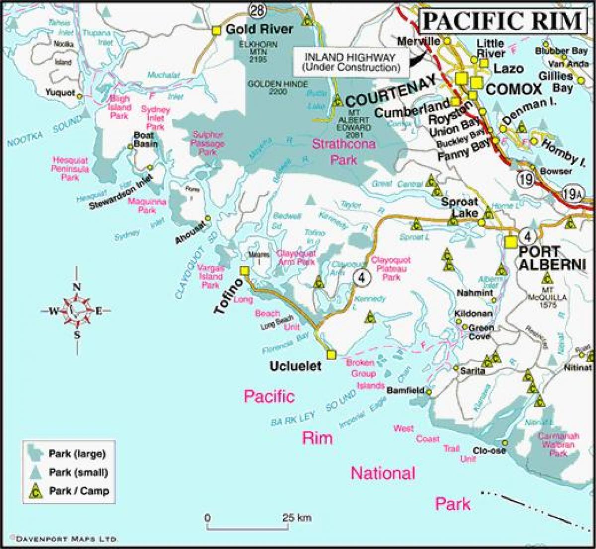 Harta de pe coasta de vest a canadei