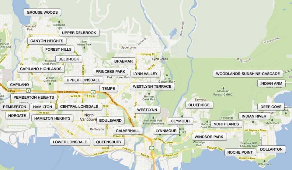 Harta districtul north vancouver
