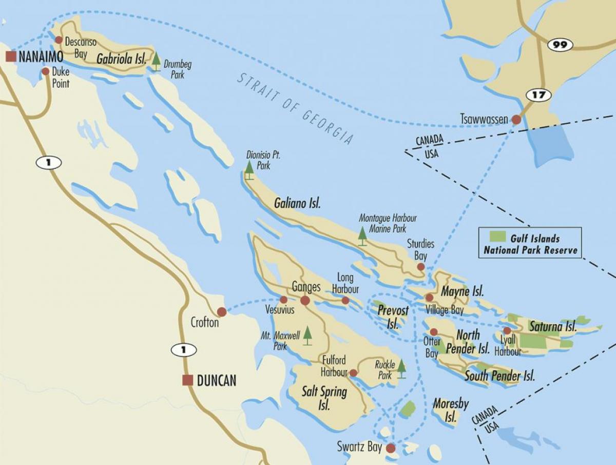 harta insulele golfului bc canada