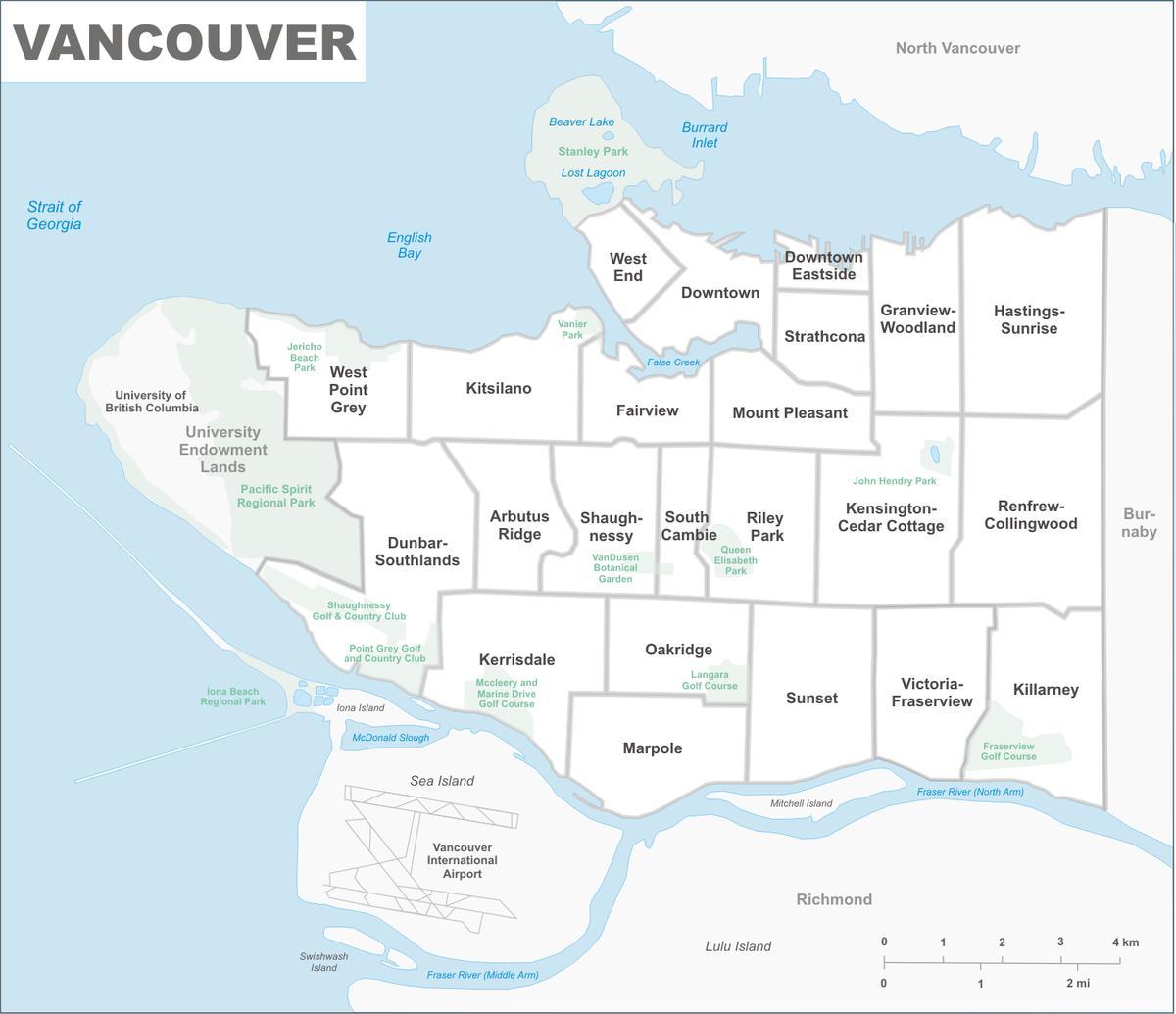 harta vancouver și zona