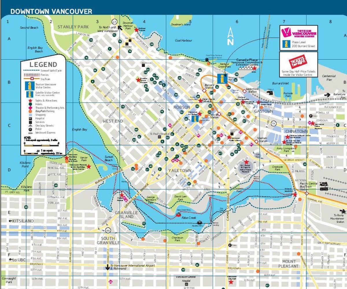 harta strada din centrul orasului vancouver, bc