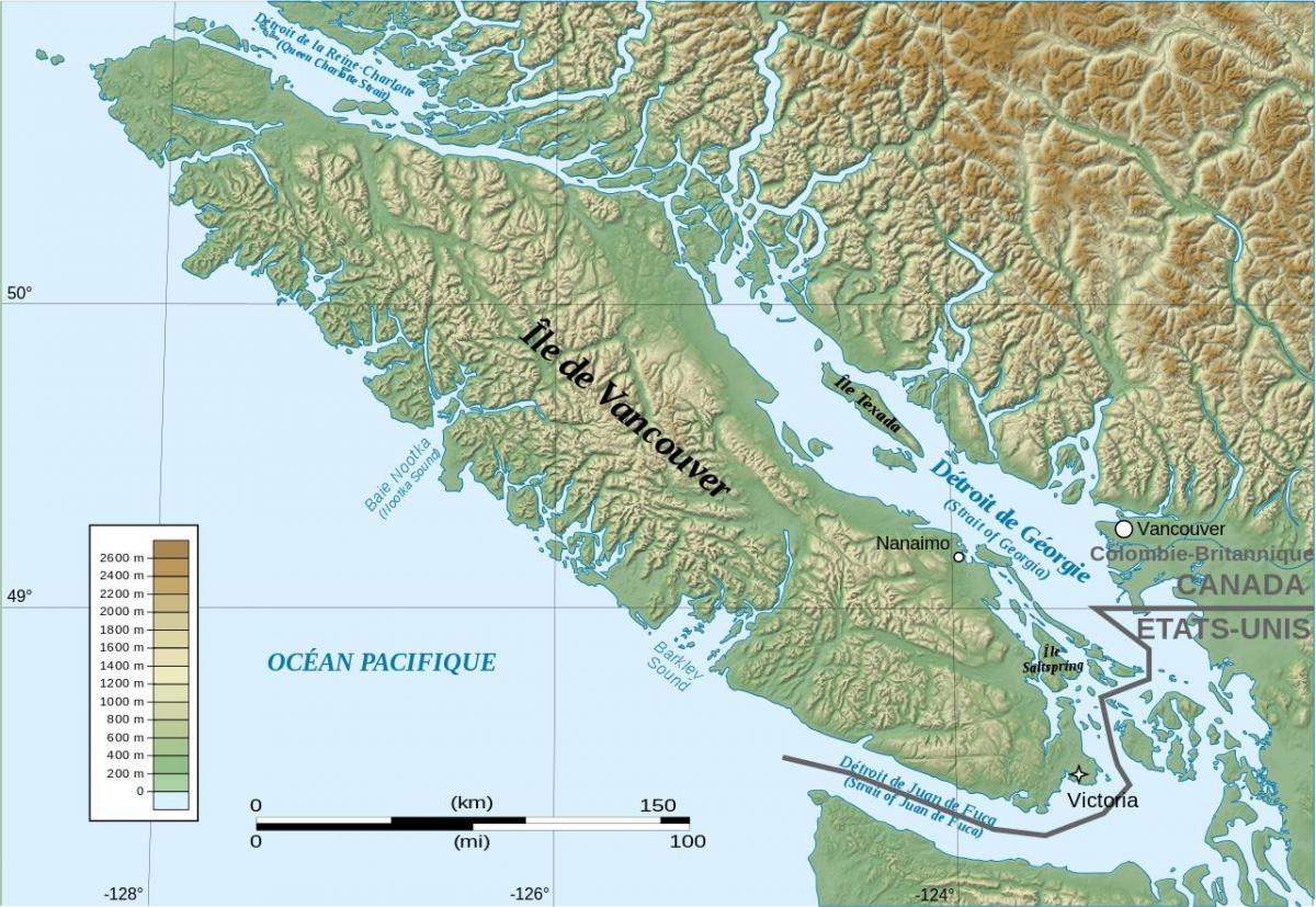 Harta topografică din insula vancouver