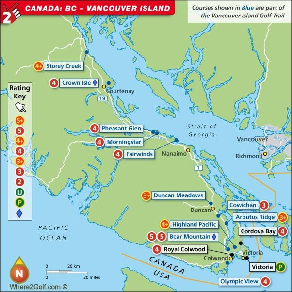 Harta insulei vancouver cursuri de golf