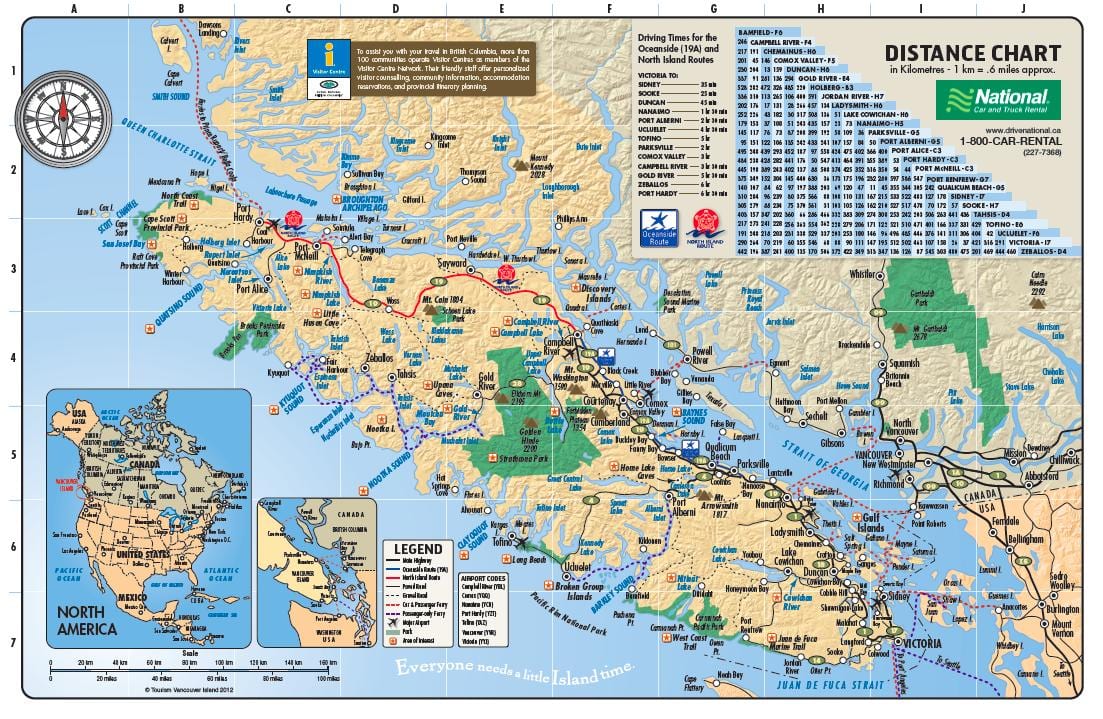 Harta insulei vancouver parcuri rv