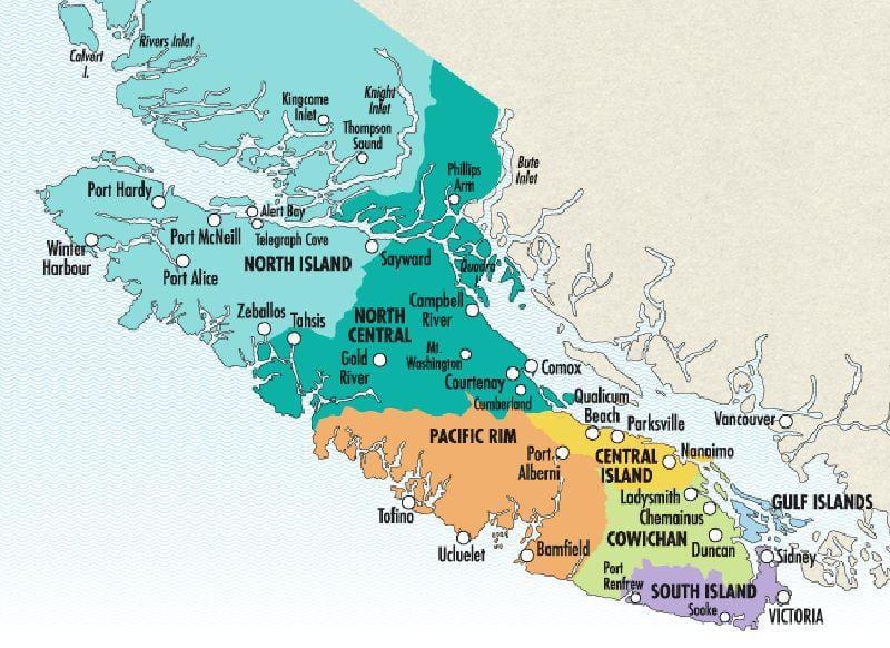 Harta insulei vancouver vinării