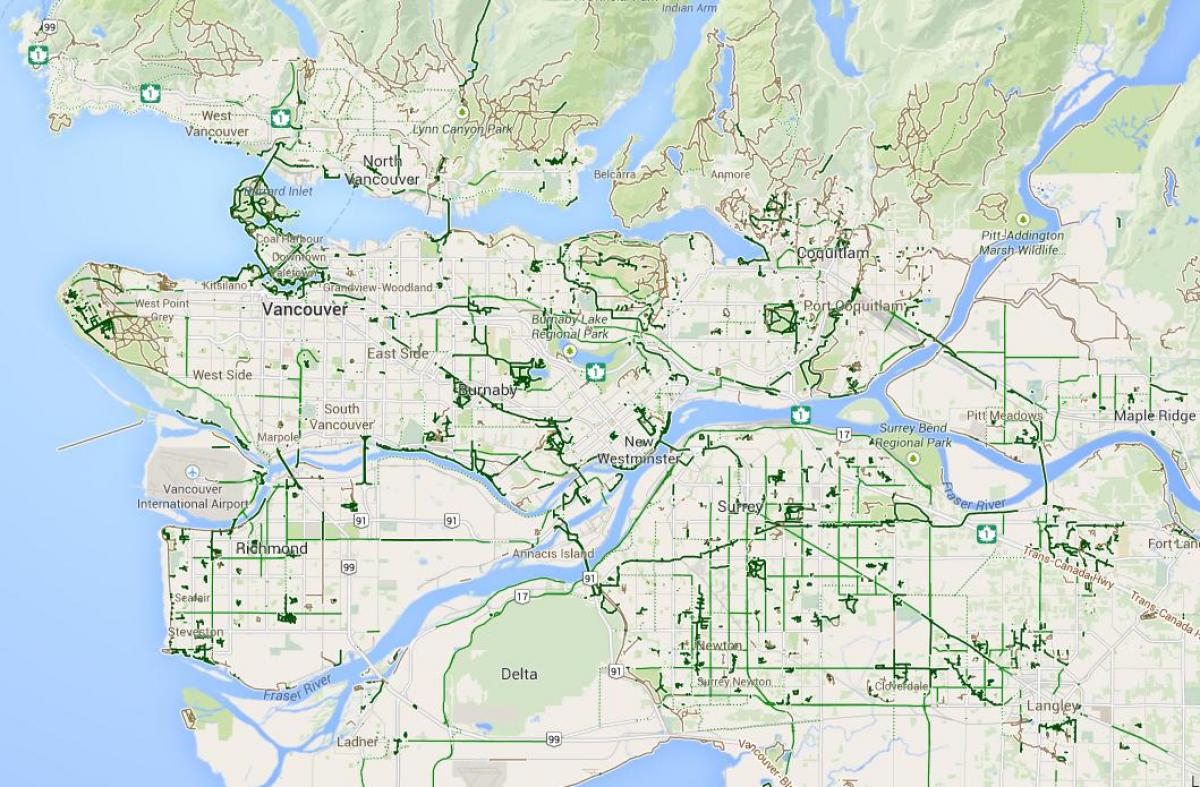 Harta de metro vancouver ciclism