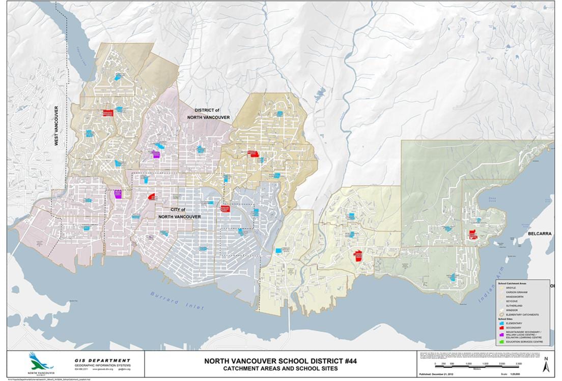 Harta north vancouver școala de circumscripție