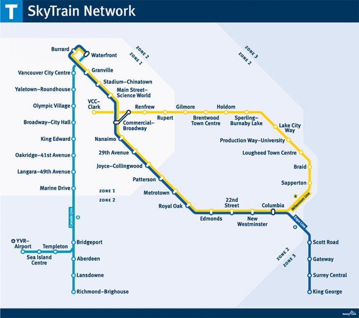 canada skytrain hartă