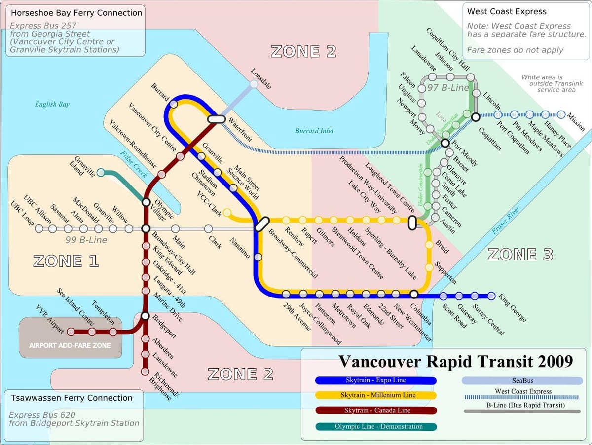 vancouver skytrain zona hartă