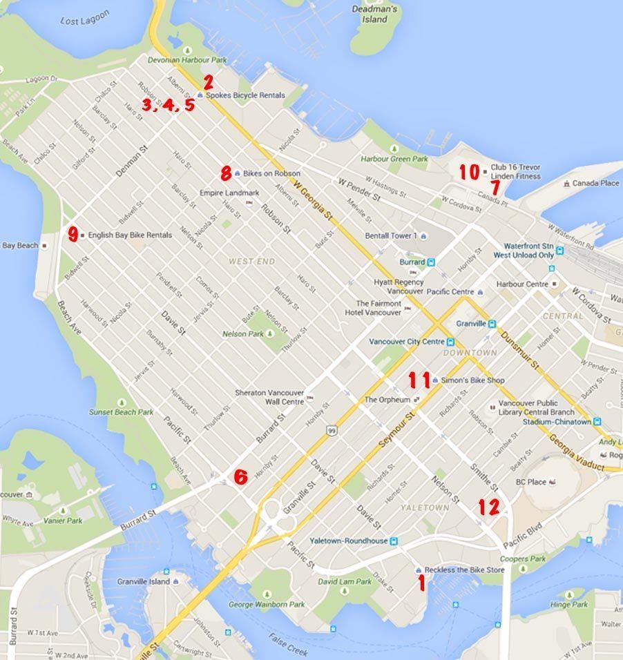 Harta stanley park ciclism