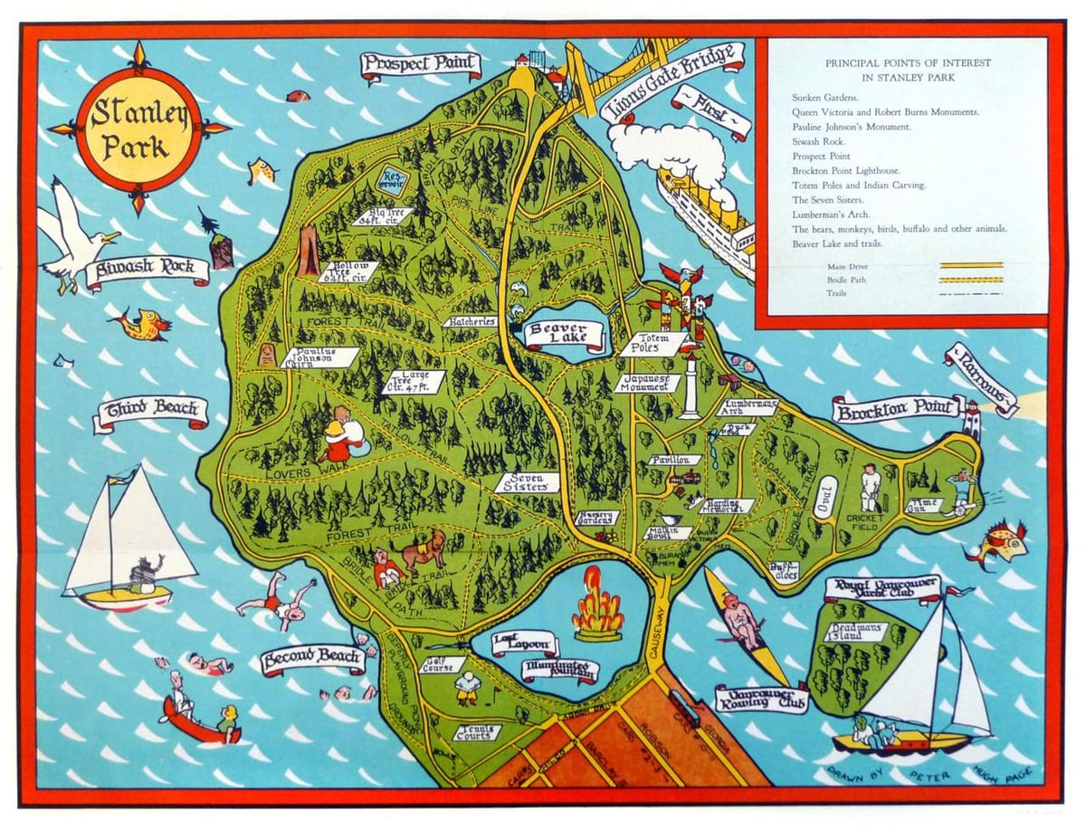 Harta stanley park de mers pe jos
