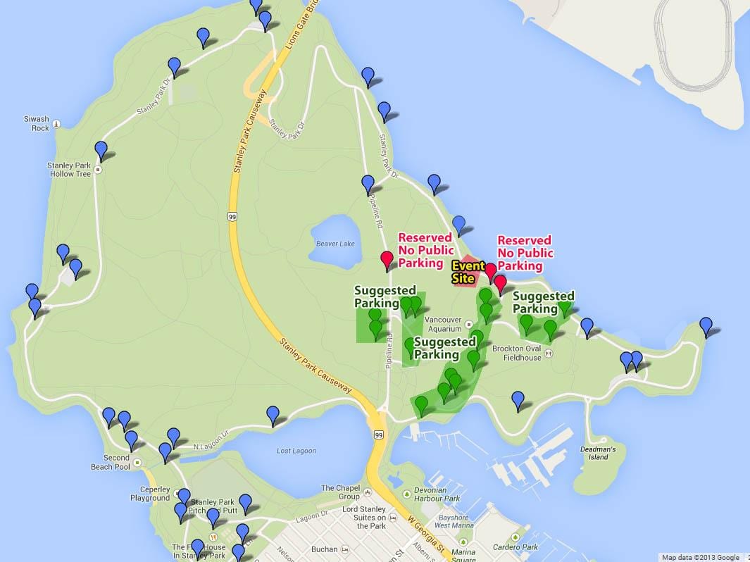 Harta stanley park parcare