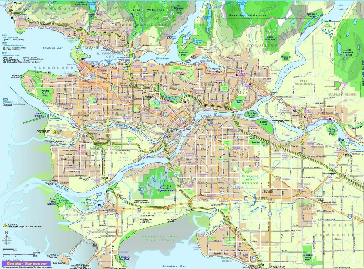 harta orașului vancouver, bc, canada