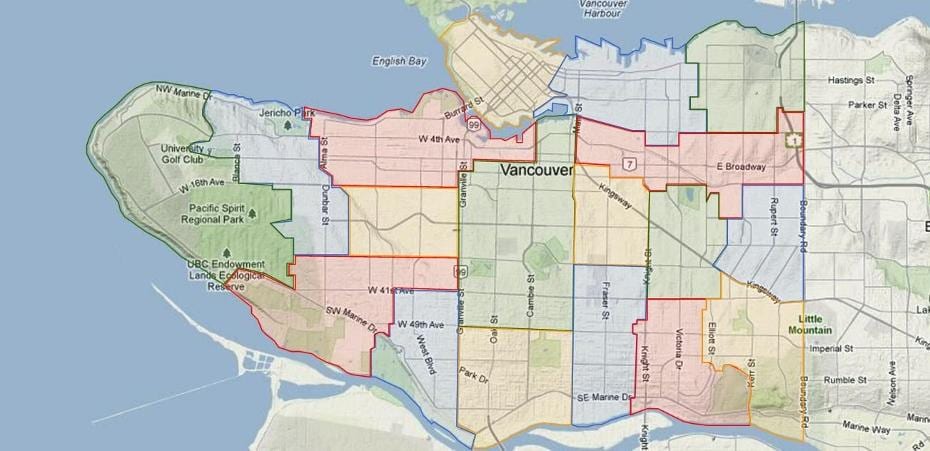 vancouver consiliului școlii de captare hartă