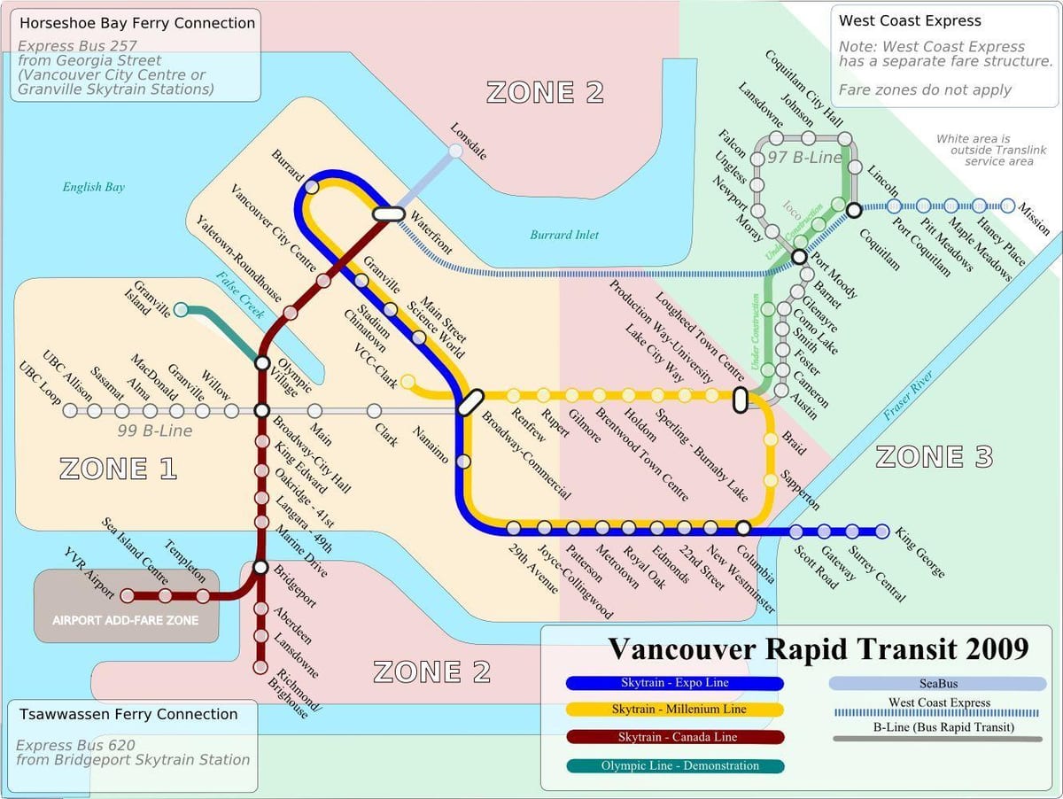 Harta vancouver airport train