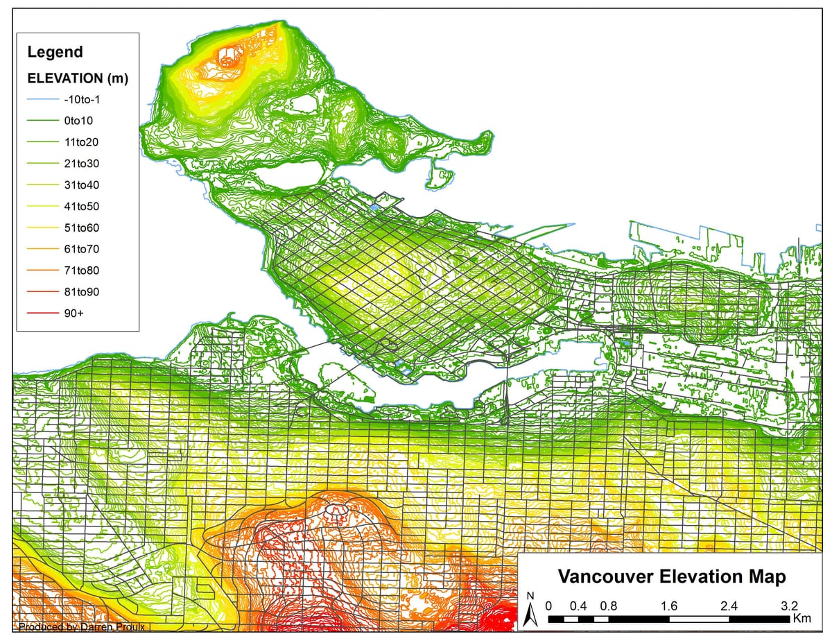 Harta vancouver altitudine