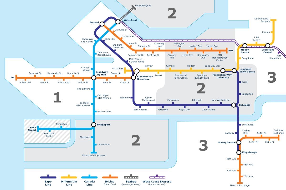 vancouver bc publice de tranzit hartă