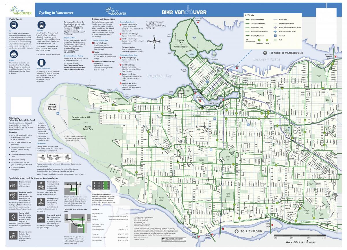 vancouver bike lane arată hartă