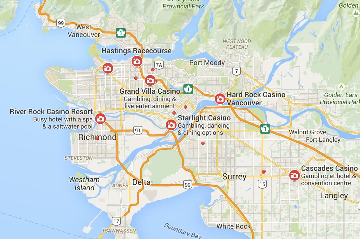 Harta vancouver cazinouri