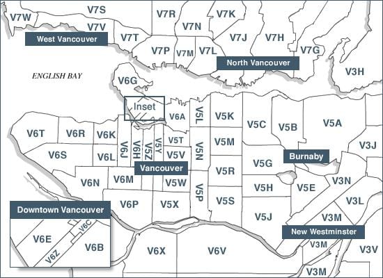 insula vancouver coduri postale hartă