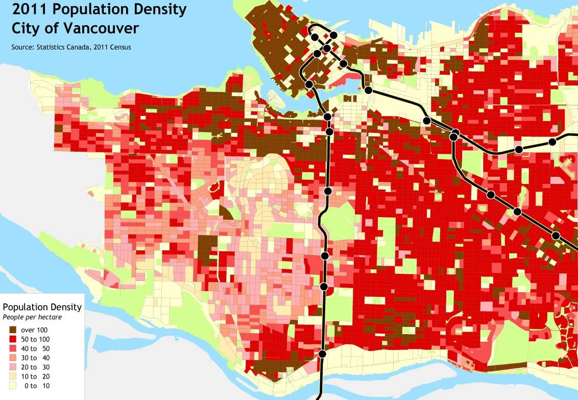 vancouver densitatea populației hartă
