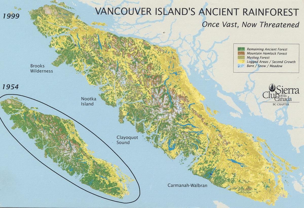 pădurile tropicale insula vancouver arată hartă