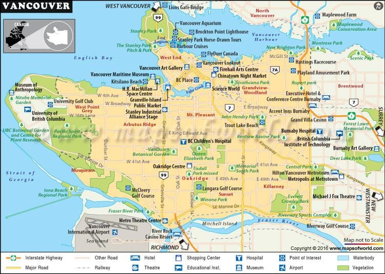 Harta vancouver puncte de interes