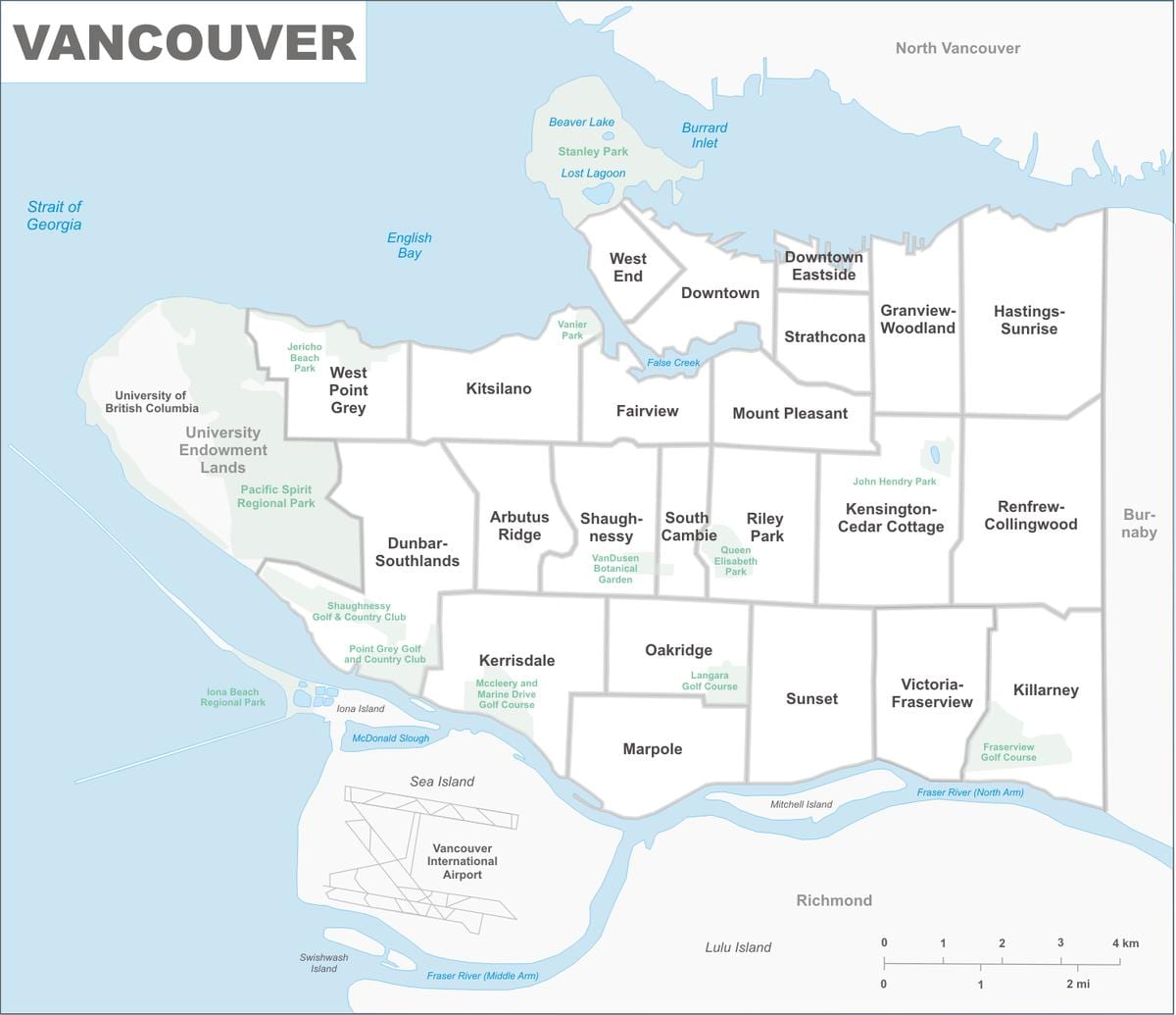 Harta vancouver raioane