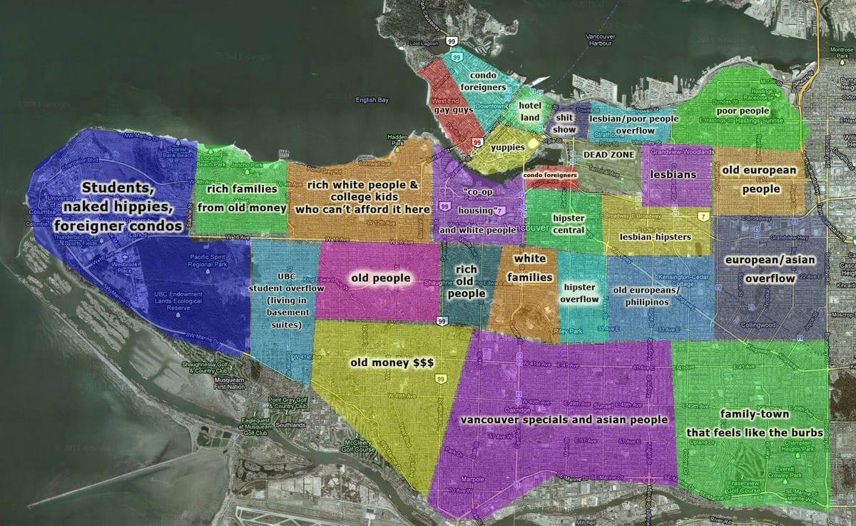 harta vancouver și zonele înconjurătoare
