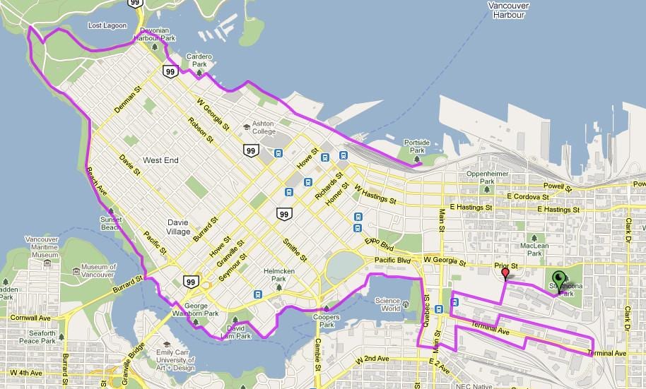 orașul vancouver bicicleta hartă