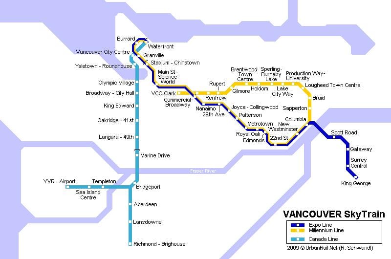 Harta yvr skytrain