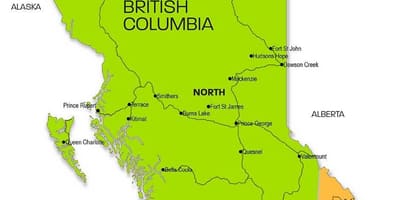 Harta din british columbia regiuni