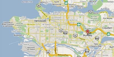 Harta vancouver, burnaby