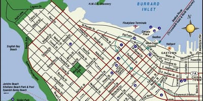 Hartă din centrul orașului vancouver