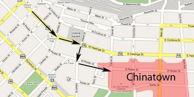 Harta chinatown vancouver