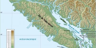 Harta topografică din insula vancouver