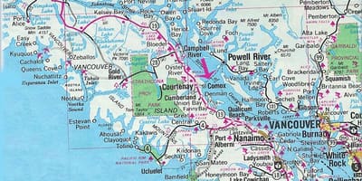 Harta insulei vancouver lacuri