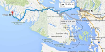 Harta tofino insula vancouver