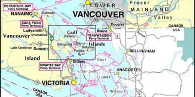 Insula Vancouver rute de feribot hartă