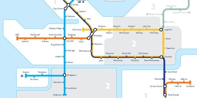 Harta vancouver zonă de tranzit
